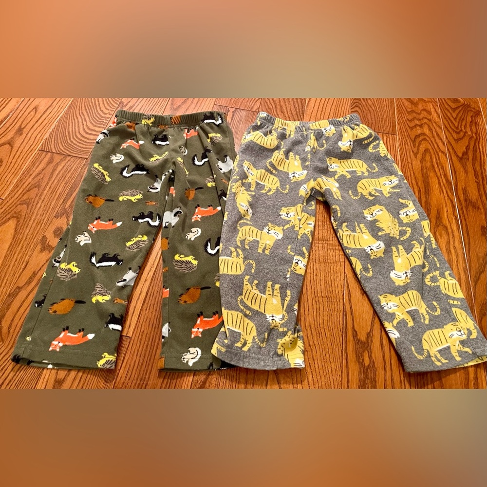 Toddler Boy Carter's Green and Gray Animal Print Pajama Bottoms and Set size 4T